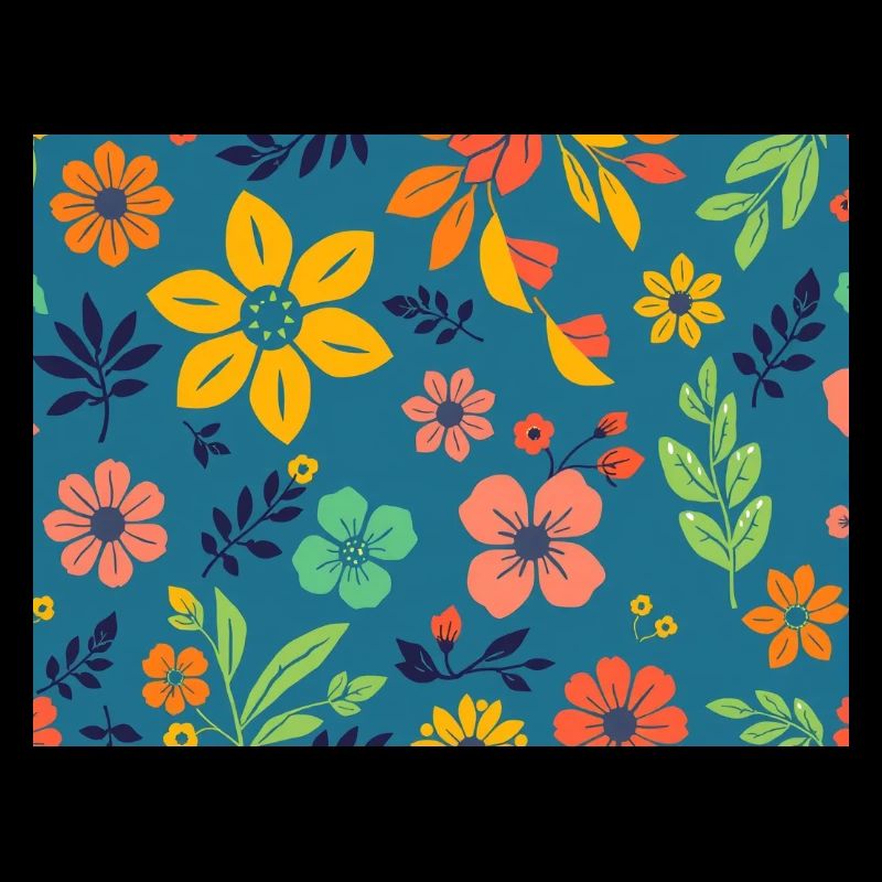 Retro style floral pattern on dark blue