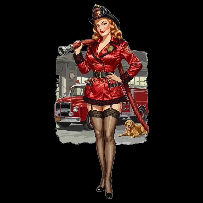 Pin-up Firefighter in Red