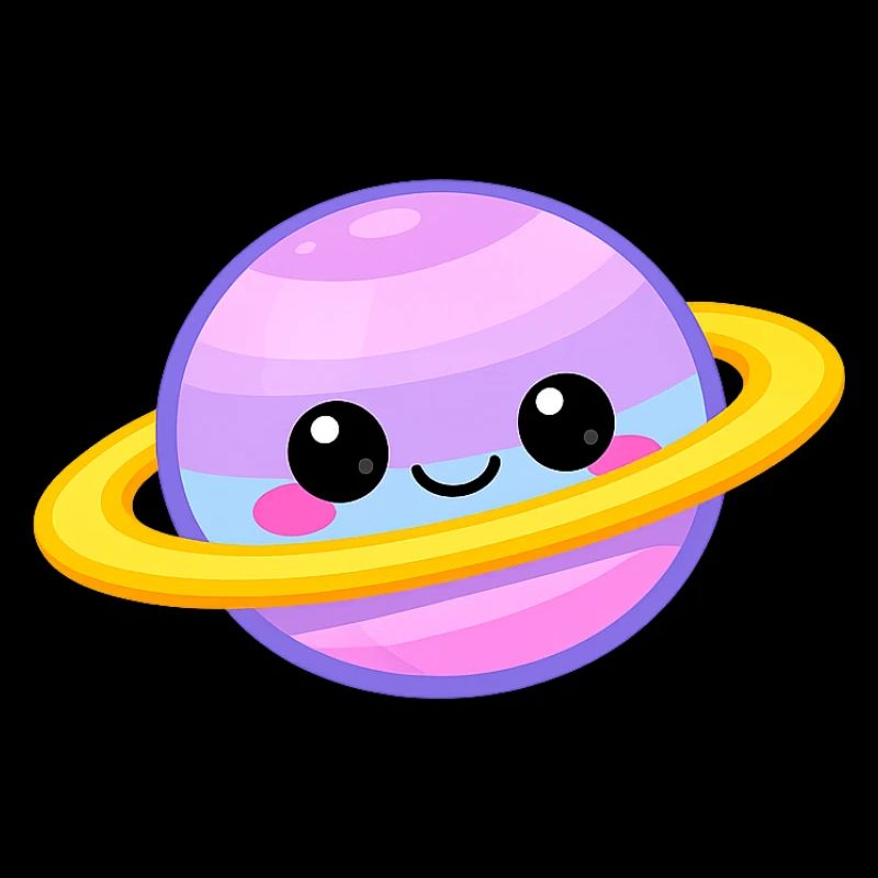 Pastel Kawaii Planet with Ringed Smile