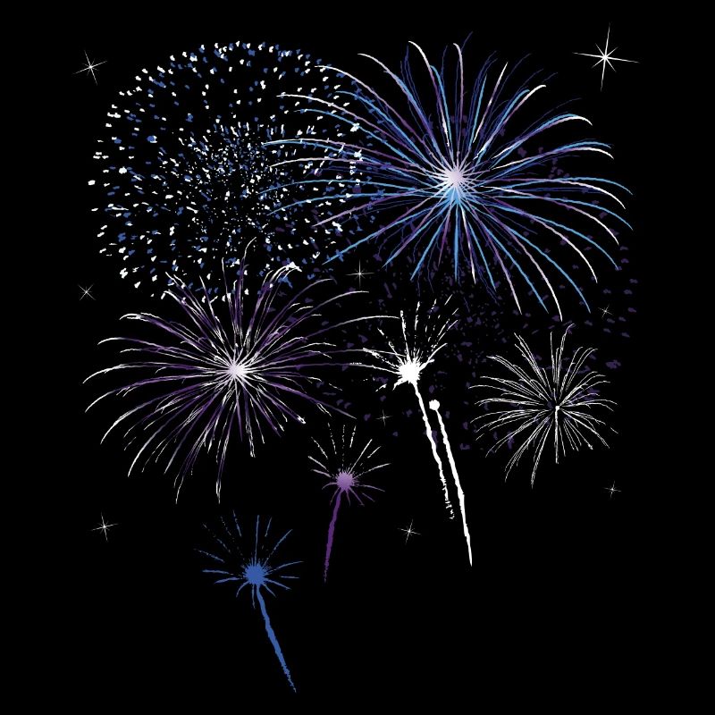 Feu d'artifice coloré avec des étoiles.