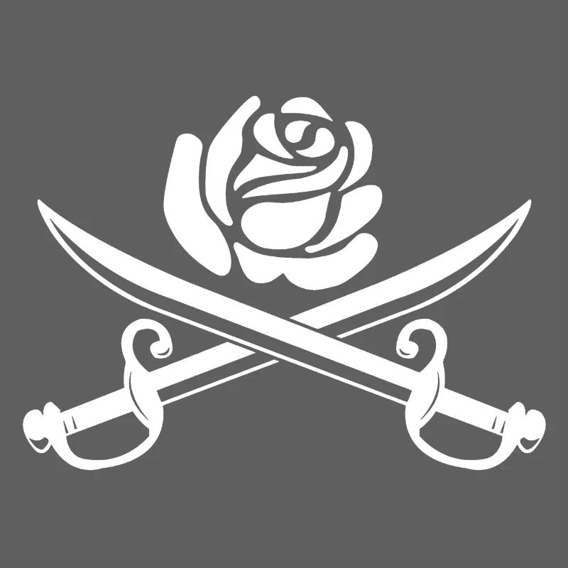Rose blanche et épées croisées