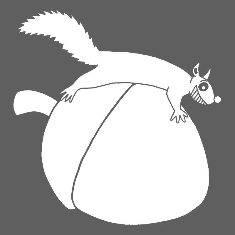 Das Eichhörnchen gegen die Eichel (weiß)