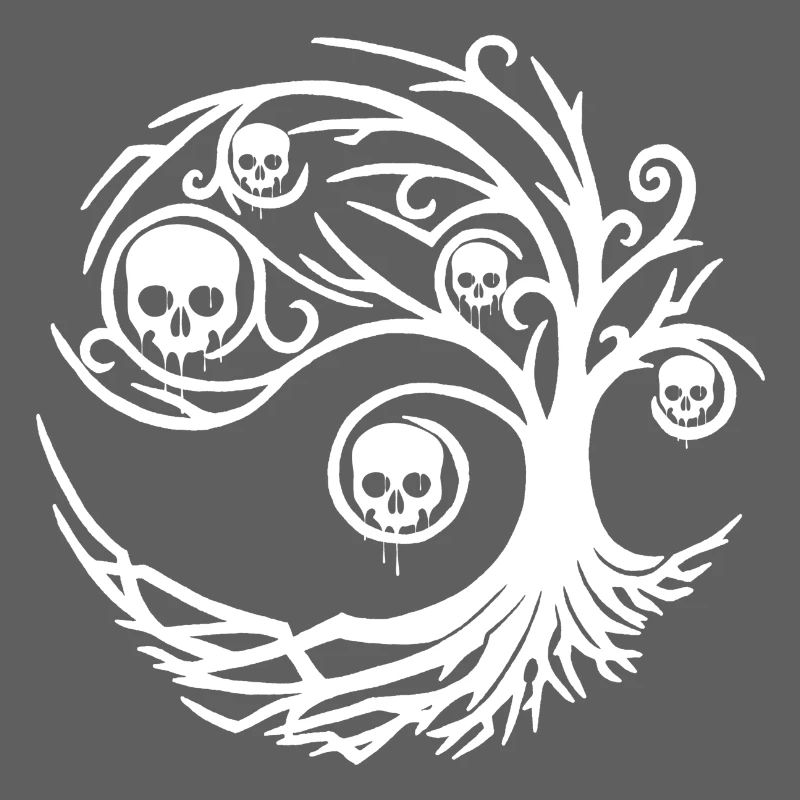 White tree with skulls