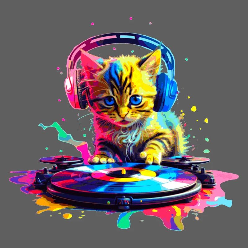 Kätzchen DJ - Regenbogen
