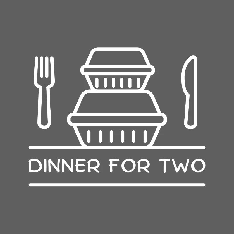 Dinner for two – takeaway boxes, fork, knife.