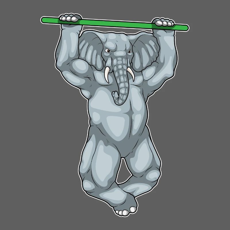 Elephant Bodybuilder Pull-Ups Bodybuilding