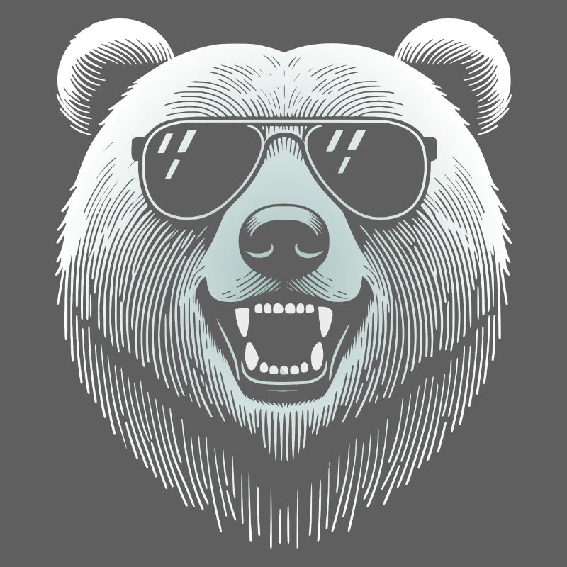 Cool bear head with sunglasses