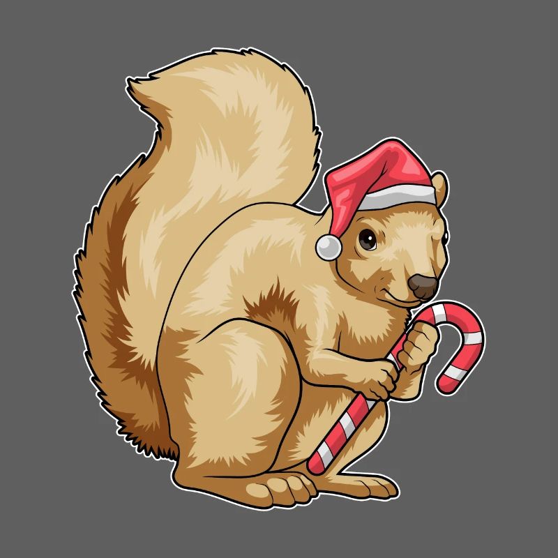 Squirrel Christmas candy cane