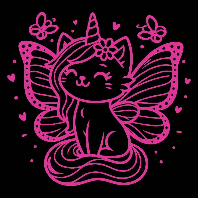 Chat licorne ailé (rose)