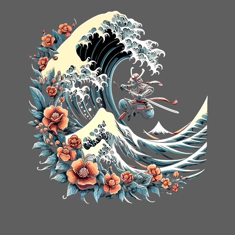 große Welle vor Kanagawa mit Samurai Krieger