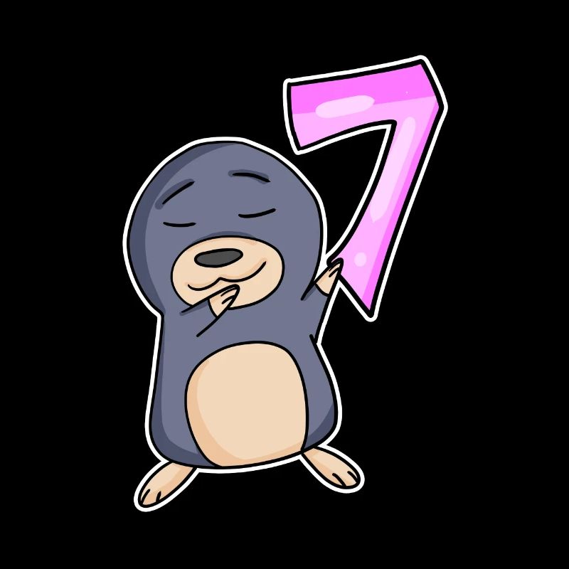7th Birthday Motif Mole - Seven Years Old