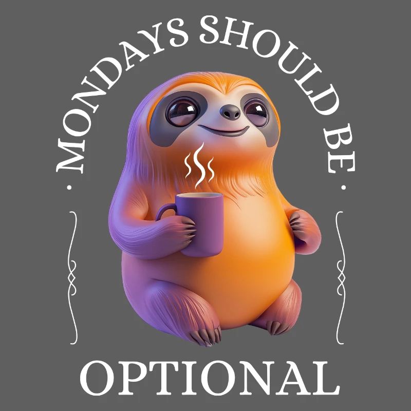 Monday grouch – coffee-drinking sloth