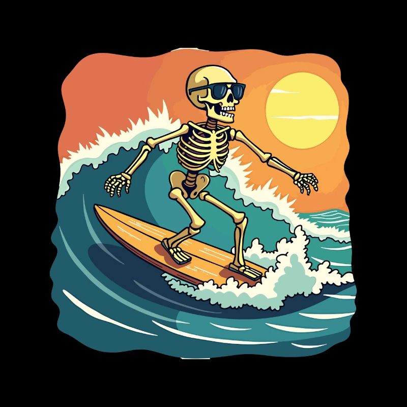 Beach Vacation Sea Summer Sun Surf Skeleton Fun