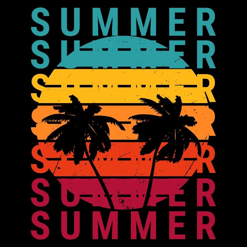 Summer sunset with palm trees