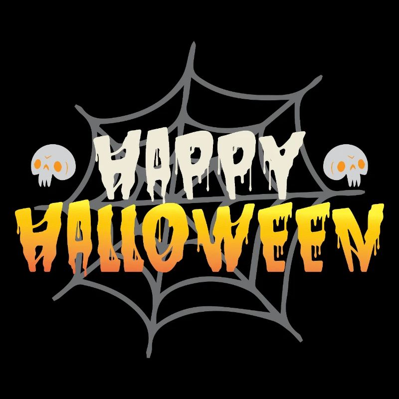 Happy Halloween with spider web and skull