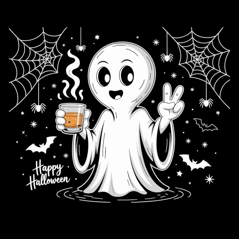 Schauriger Geist mit Halloween-Logo