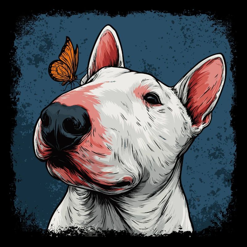 Joyeux bull terrier avec papillon