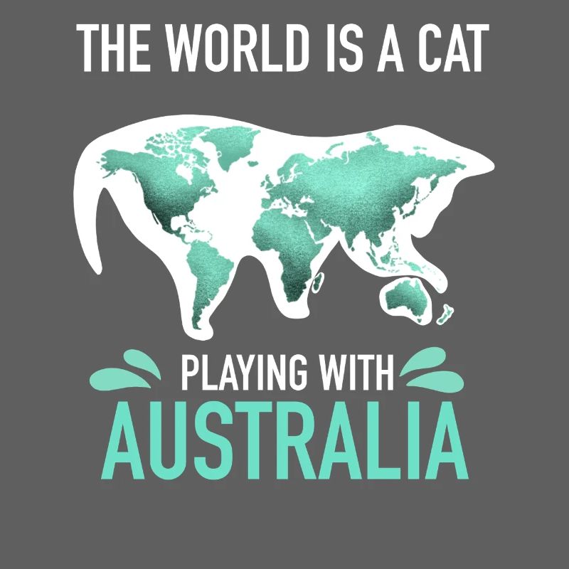 World Map Cat playing With Australia