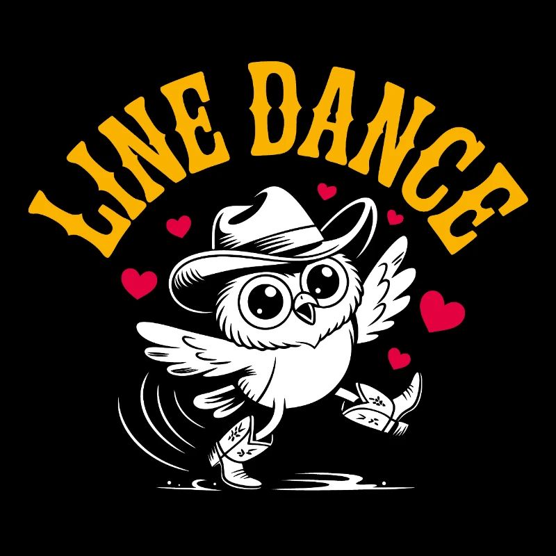 LInedance Tanz Eule mit Cowboyhut