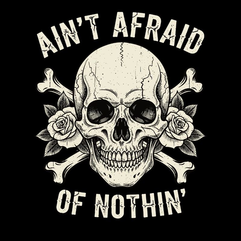 Skull mit Rosen und Slogans