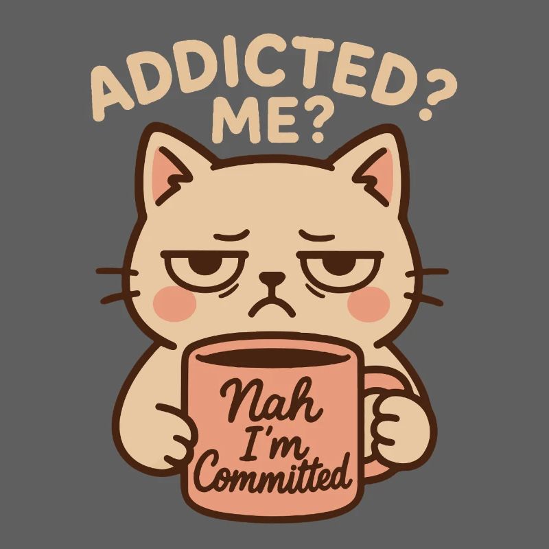 Addicted Me no I’m Committed Café Drôle de chat