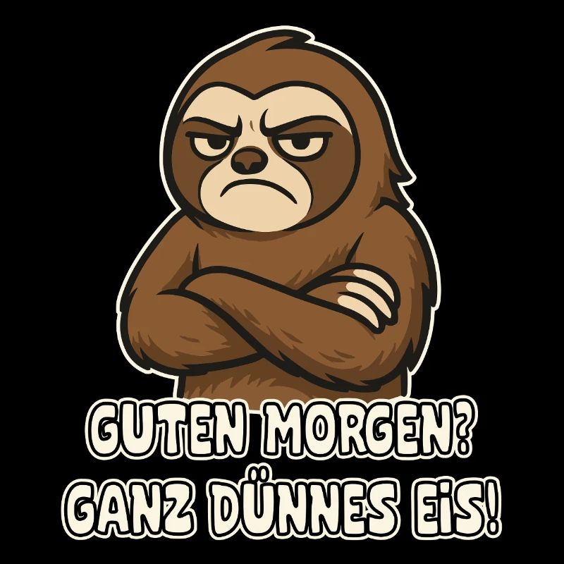 Grumpy sloth with saying