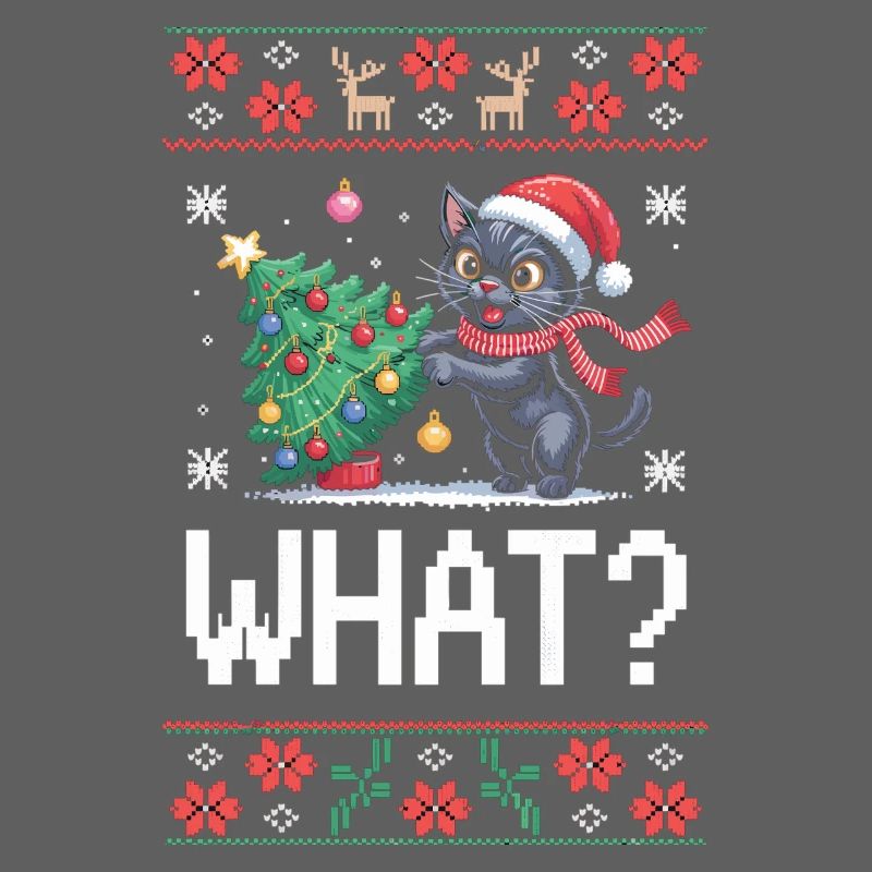 Drôle moche Noël pull chat chemise