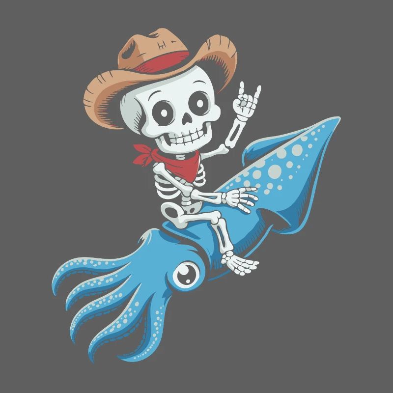 Skeleton cowboy on octopus