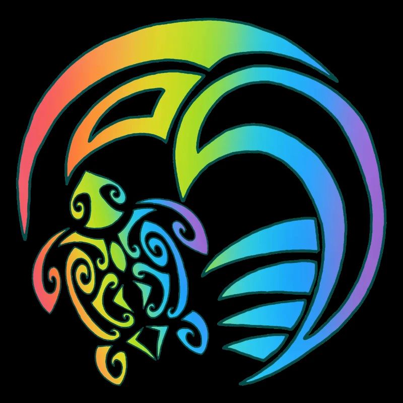 Turtle and multicolored ocean
