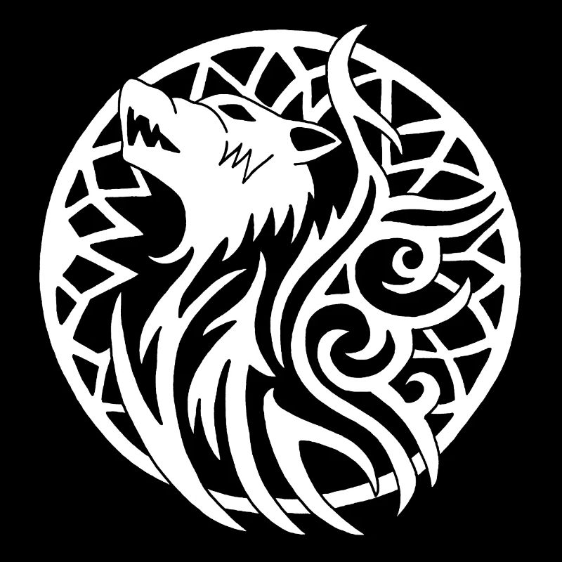 Weißer Wikingerwolf und Glücksbringer