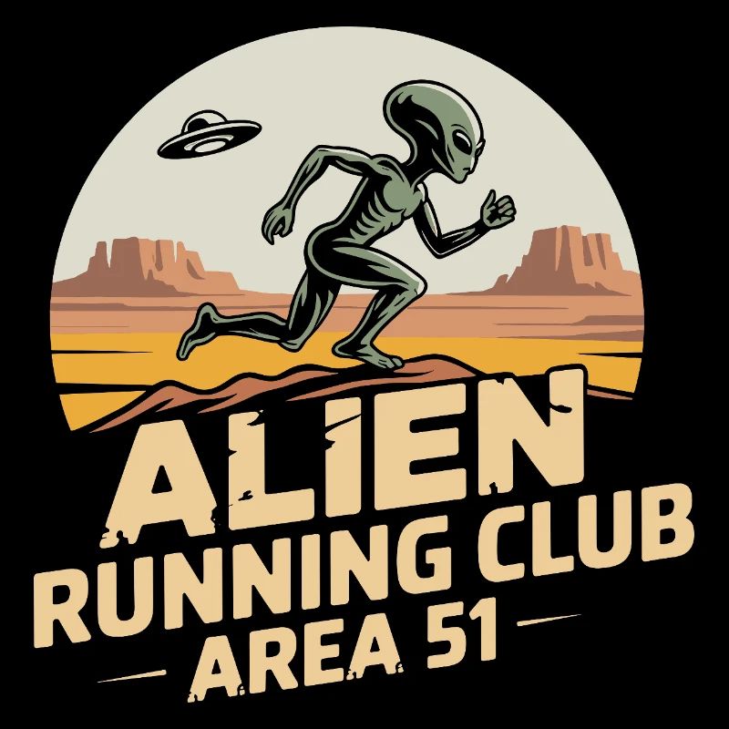 Funny Area 51 Alien UFO Running Runner