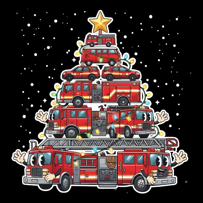 Funny Firefighter Tree Merry Christmas Gesc