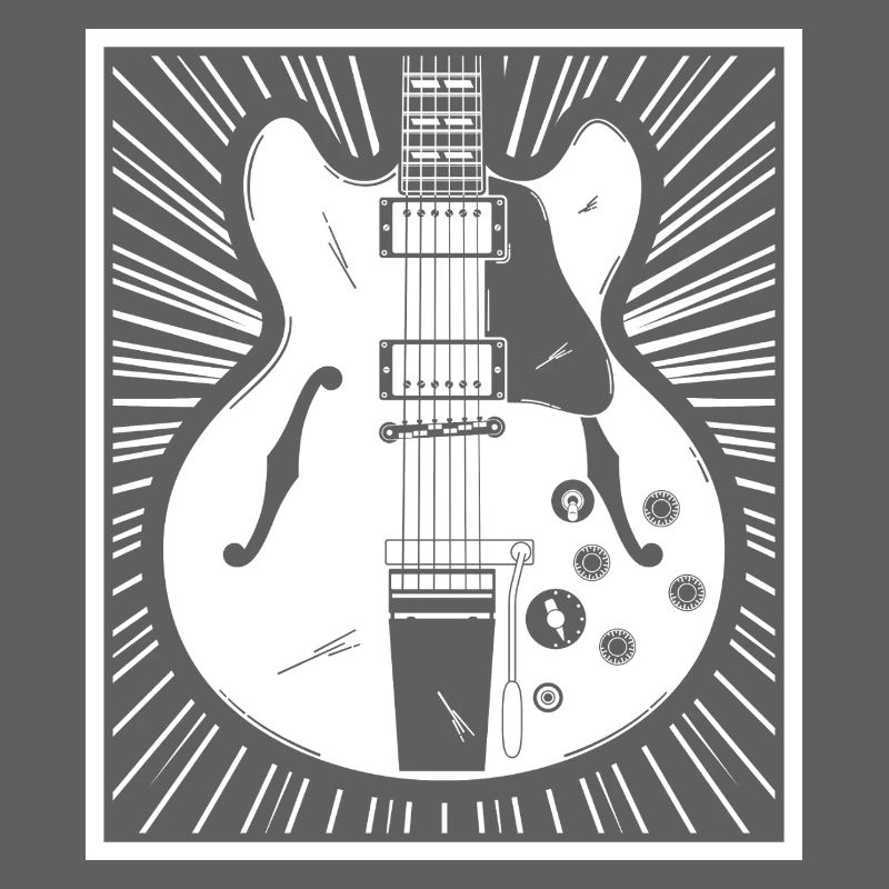 Affiche de silhouette de guitare rétro