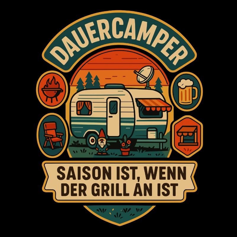 dauercamper grill spruch camping, geschenkidee