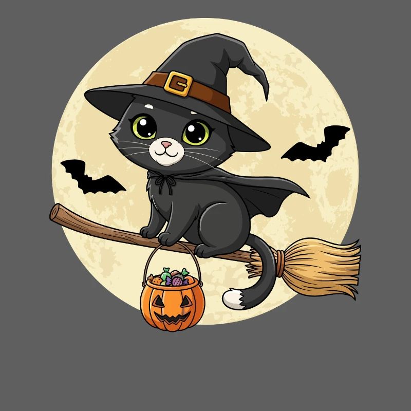 Chat mignon Sorcière Halloween Chat noir