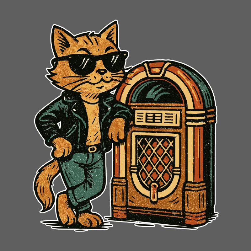 Rockabilly Jukebox Cool Cat 50s Retro Gift