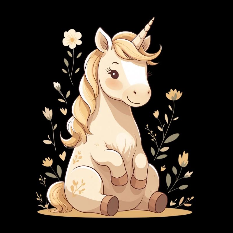 Licorne délicate dans la forêt de fleurs