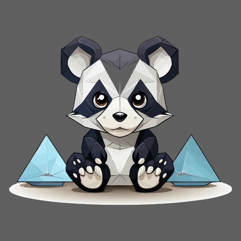 Panda low-poly aux montagnes de glace