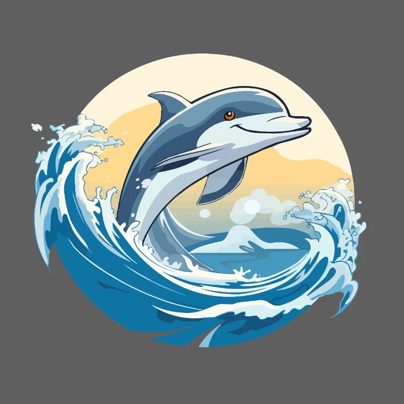 Dolphin jump over surf wave