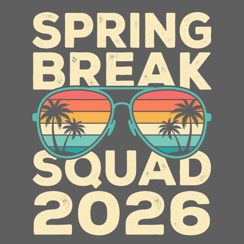 Spring Break Squad 2026 Retro Palm Tree Design