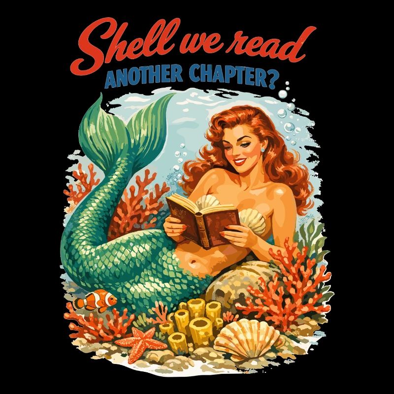 Retro Mermaid: Shell We Read Another Chapter?