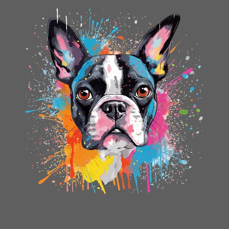 Vivid Splash Boston Terrier Portrait