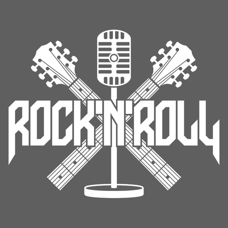 Rock'n'Roll-Logo mit Gitarren und Mikrofon