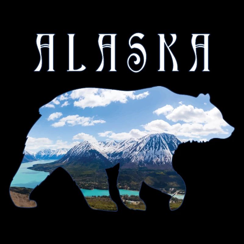 Alaska-Bär mit See und Berg-Alaska