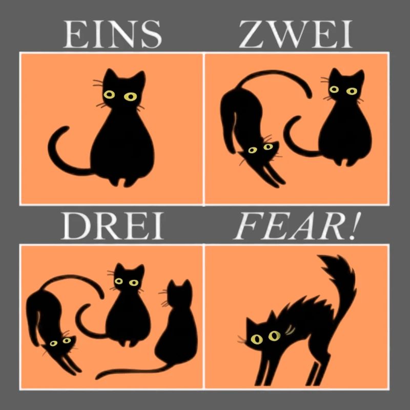 Vier Katzen Panels mit Spruch Fear