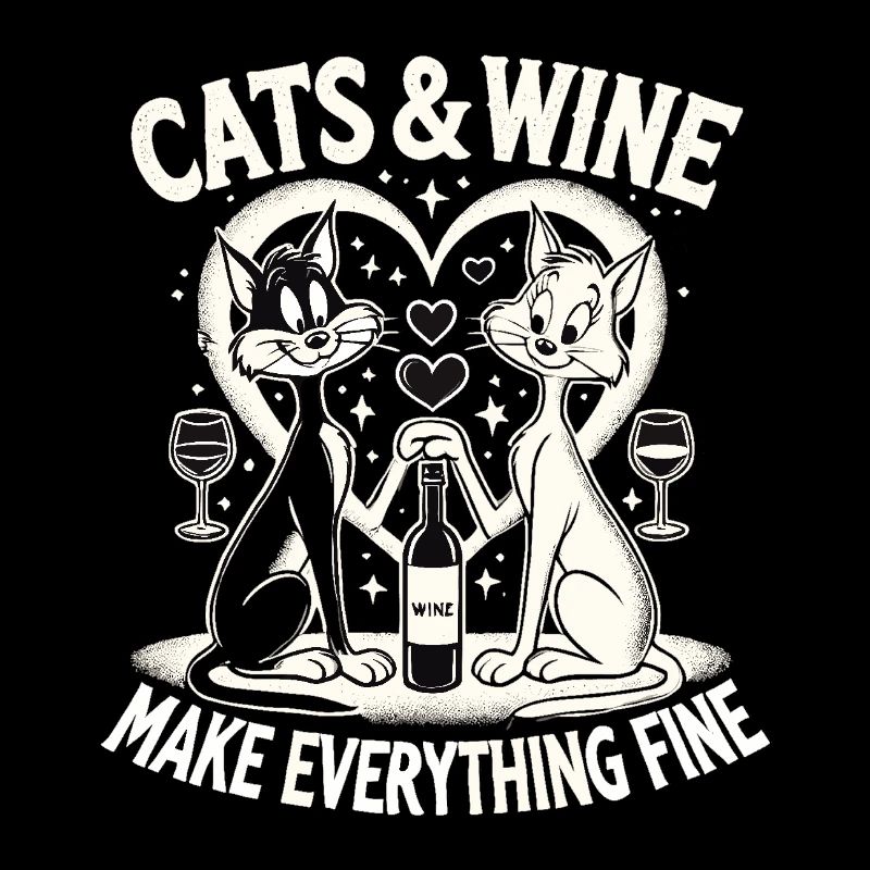 Cats and wine make everything fine funny gift