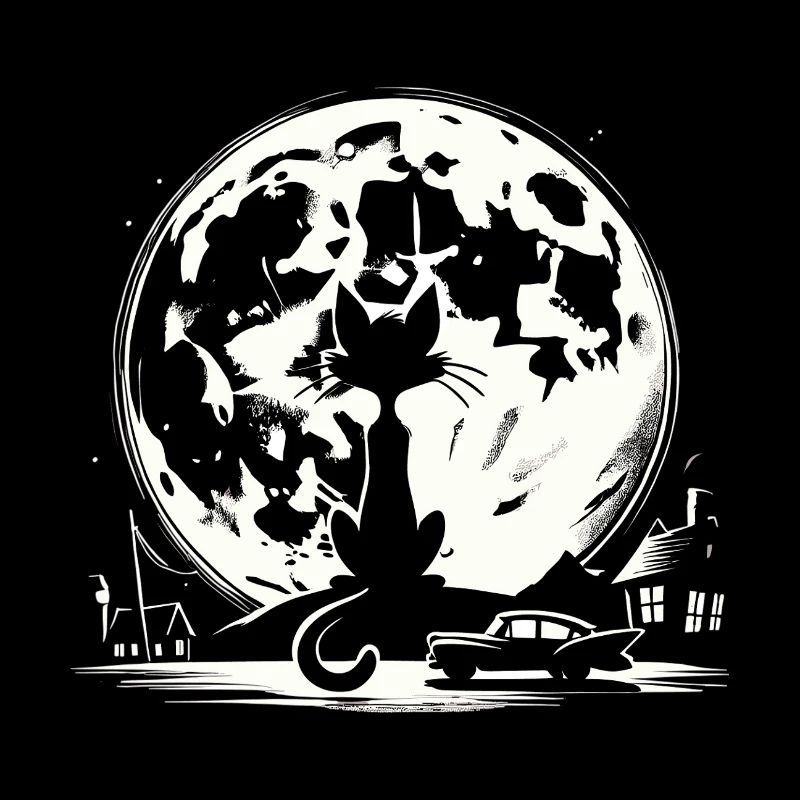 Chat Chats Lune Clair de Lune Supermoon Cadeau
