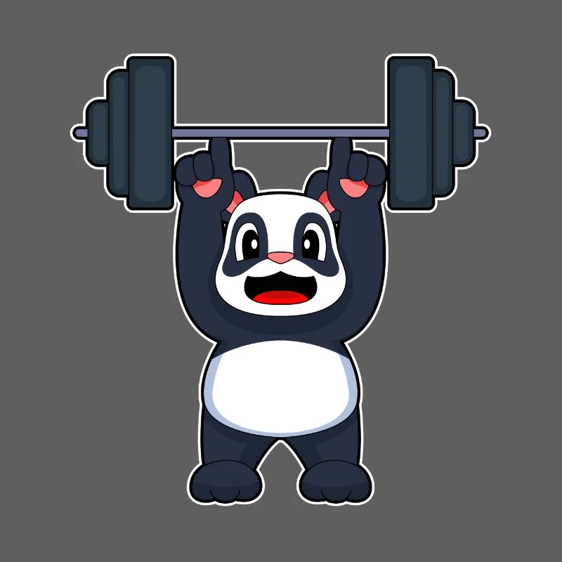 Panda Bodybuilder Musculation avec haltères