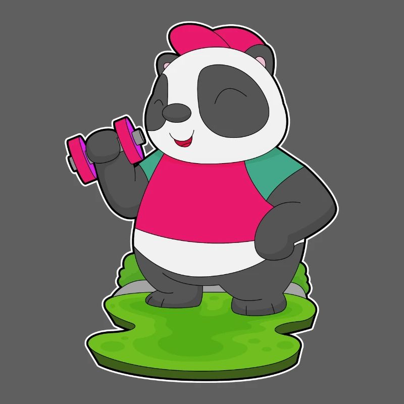 Panda Bodybuilder Musculation avec haltères