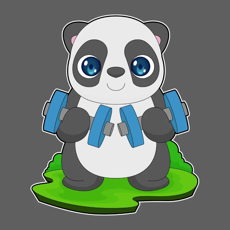 Panda Bodybuilder Musculation avec haltères